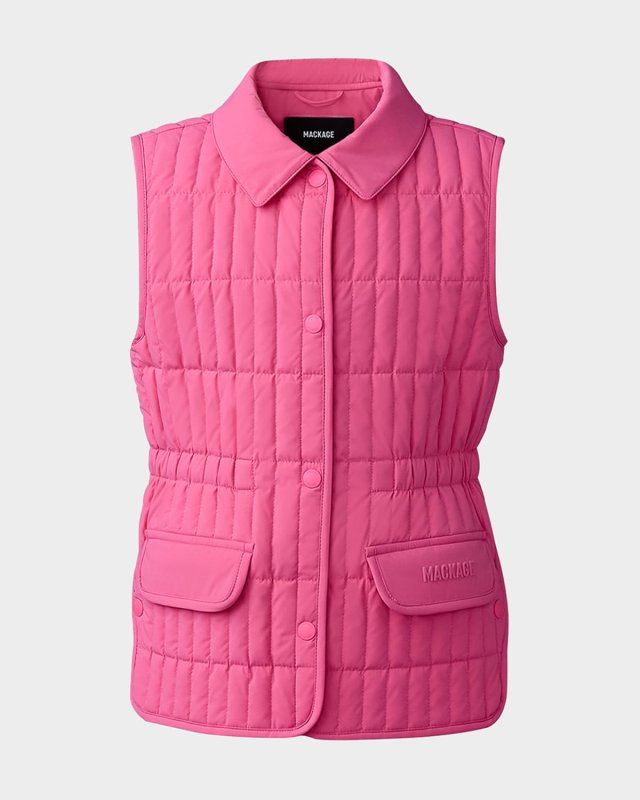 Girl's Naya Logo-Print Quilted Vest, Size 2-6